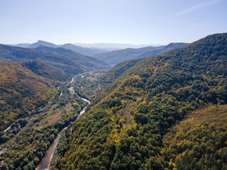 Aerial Autumn view of Balkan Mountains, Bulgaria