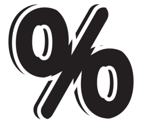 Percentage symbol, percent sign, discount, % symbol