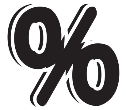 Percentage symbol, percent sign, discount, % symbol