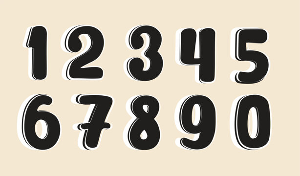 set of bold numbers letter font