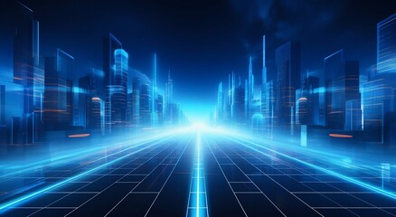 Futuristic Bright Blue Business Backdrop. Generative ai