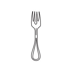 Hand drawn Kids drawing Cartoon Vector illustration fish fork Isolated in doodle style
