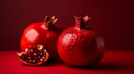 Ripe pomegranate fruit isolated on background. Clipping Path. Full depth of field. Rosh Hashanah Jewish New Year holiday concept.