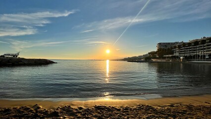 Sunset on Marbella beach, Spain