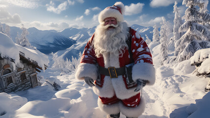 Santa Claus surrounded by a winter fairy-tale aura - obrazy, fototapety, plakaty