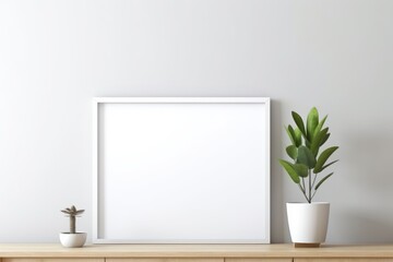 Blank picture frame mockup on a table