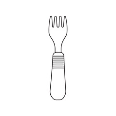 Hand drawn Kids drawing Cartoon Vector illustration toddler fork Isolated in doodle style