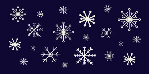 Vector winter poster with snowflakes. Blue isolated background. snowflakes on blue background.