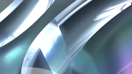 Close-up of adjacent curves of glass bending Crystal Elegant and Modern 3D Rendering image abstract background