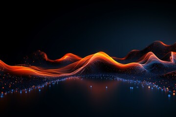 Abstract cyber particles design flowing in a 3D background. Generative AI