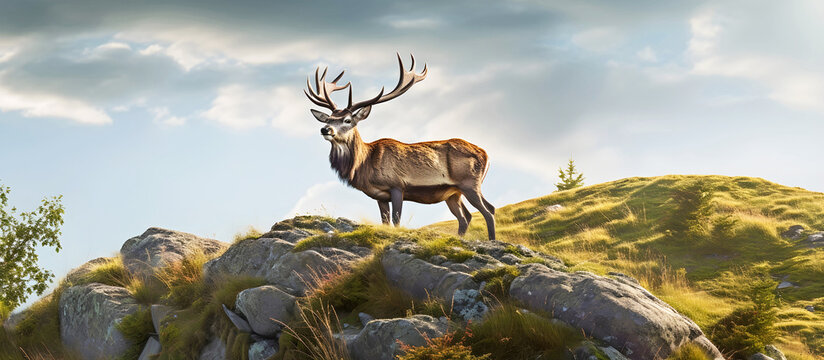 deer in the mountains. AI generated.