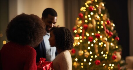 Black Family Festivities Holiday Magic Christmas Backdrop Generative AI