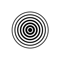 Circle wave. Sound icon. Black effect pulse isolated on white background. Signal radar. Pattern sonar. Vibration line design. Radial rays. Vector illustration
