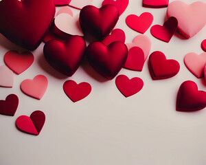 Romantic Valentine's Day Background: Elegant Heart-Shaped Decor, Red Roses, and Love Symbols for Memorable Designs.