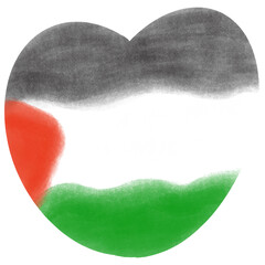Palestine flag heart shape on white background