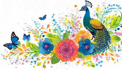 peacock feather background illustration. Generative AI
