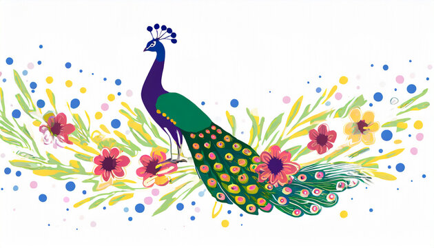 peacock feather background illustration. Generative AI 