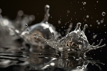 silver splashes float in the air. Generative AI