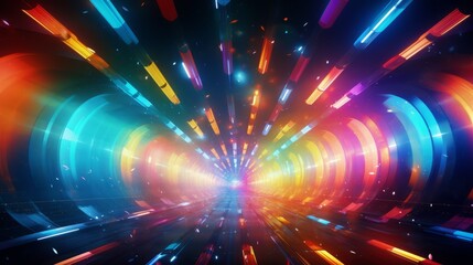 Fototapeta premium Abstract lights circle background. Neon lights, laser rays, glowing lines.