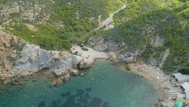 Vista a&eacute;rea de la parte norte de Ibiza, Playa de sa Caleta.