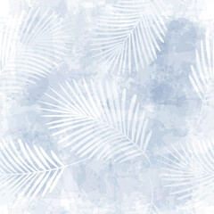 Palm Leaves Pattern. Watercolor Palm leaves seamless vector background, blue jungle print textured