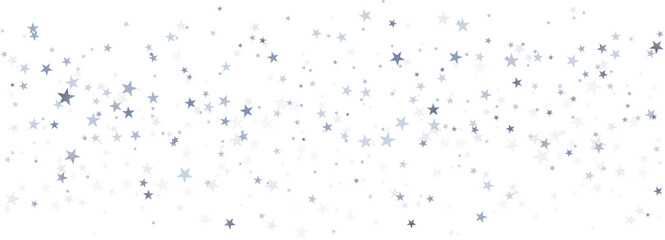 Silver stars vector background, sparkling Christmas confetti falling isolated on white. magic shining flying stars glitter backdrop, sparkle border