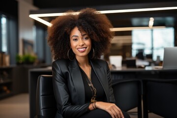 Elegance in Leadership: Portrait of a Successful Businesswoman in her Office Sanctuary.