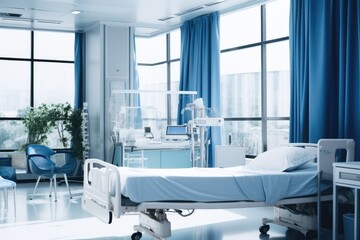 Futuristic Elegance: A Glimpse into the Modern Hospital Room, Blending Innovation with Stylish Comfort.