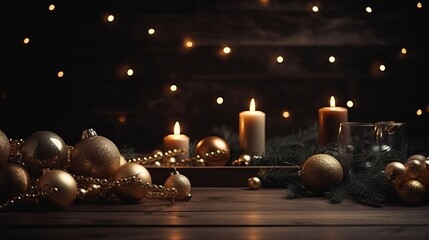 Christmas and New Year background with candles. Merry Christmas and happy new year background. Gift card concept.