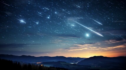 A meteor shower creating a radiant celestial spectacle
