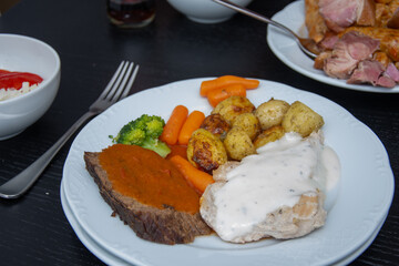 Pork steak with carrots and broccoli