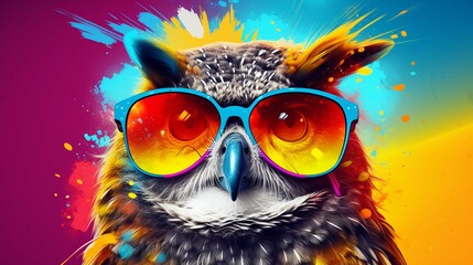 Estores personalizados com sua foto 3d rendering colorful owl isolated on colorful background 