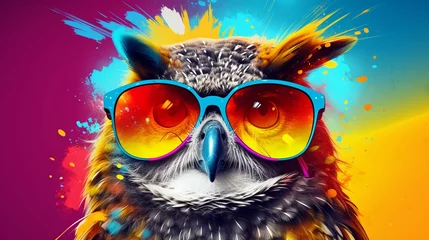 Rugzak 3d rendering colorful owl isolated on colorful background  © Nabeel