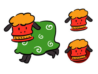 ポップな獅子舞のイラスト 全身と顔