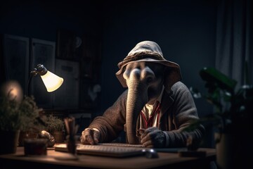 a elephant as a manager at work - obrazy, fototapety, plakaty