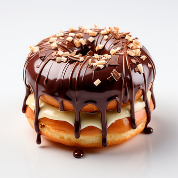 Chocolate donut with sugar threads and topping - AI generated image