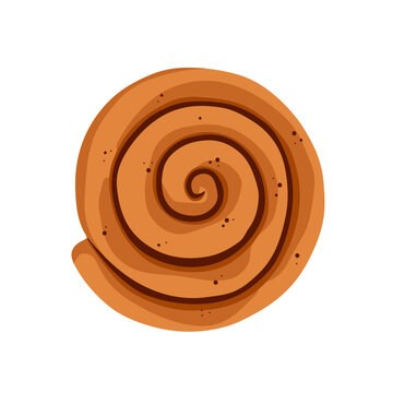 recommend clip art: Cinnamon roll. Sweet swirl bun with cinnamon. Swedish bakery. Hand-drawn colored flat vector illustration isolated on white background.