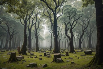 dark forest and animals