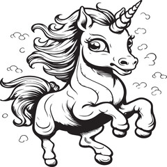 Obraz na płótnie Canvas baby unicorn jumping coloring page