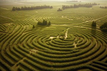 Fototapeta na wymiar a labyrinthine agricultural field. Generative AI