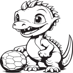 dinosaur with ball coloring page