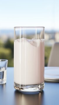 Milk in glass on the table UHD wallpaper Stock Photographic Image