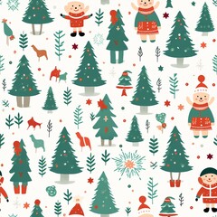Playful Kid's Apparel Seamless Pattern Christmas Tree