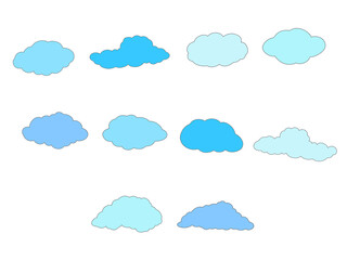 雲アイコンのセット　シンプル　イラスト　背景素材