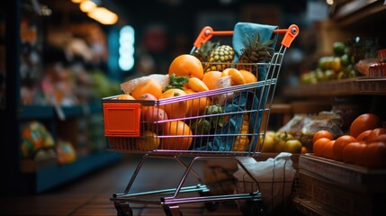 shopping cart with pumpkins
