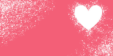 Coral pink heart with snow 
