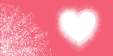 Coral pink heart with snow 