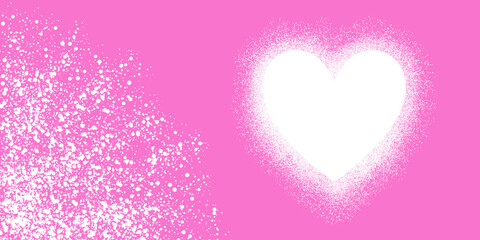 Bright pink heart with snow 