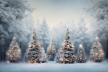 Winter forest with Christmas trees