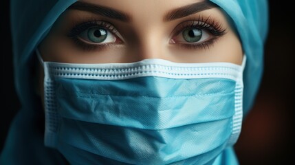 Nurse wearing protective face mask checking inventor UHD wallpaper Stock Photographic Image